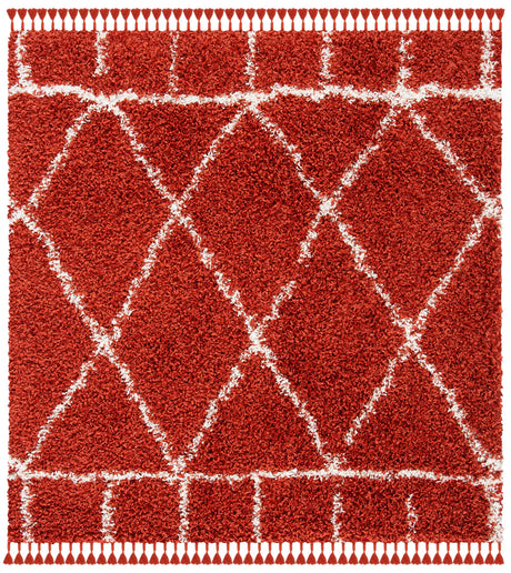 Safavieh Pro Lux Shag 400 6'-7" x 6'-7" Rug in Rust / Creme