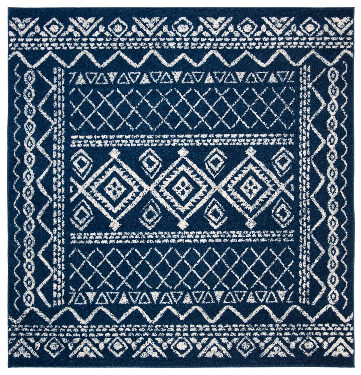 Safavieh Tulum 6'-7" x 6'-7" Rug in Navy / Ivory