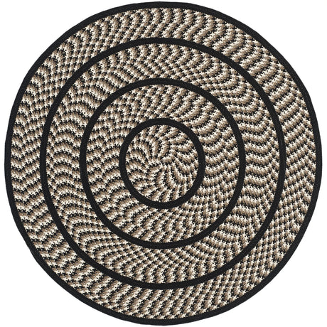 Safavieh Braided 3'-0" x 3'-0" Rug in Ivory / Black