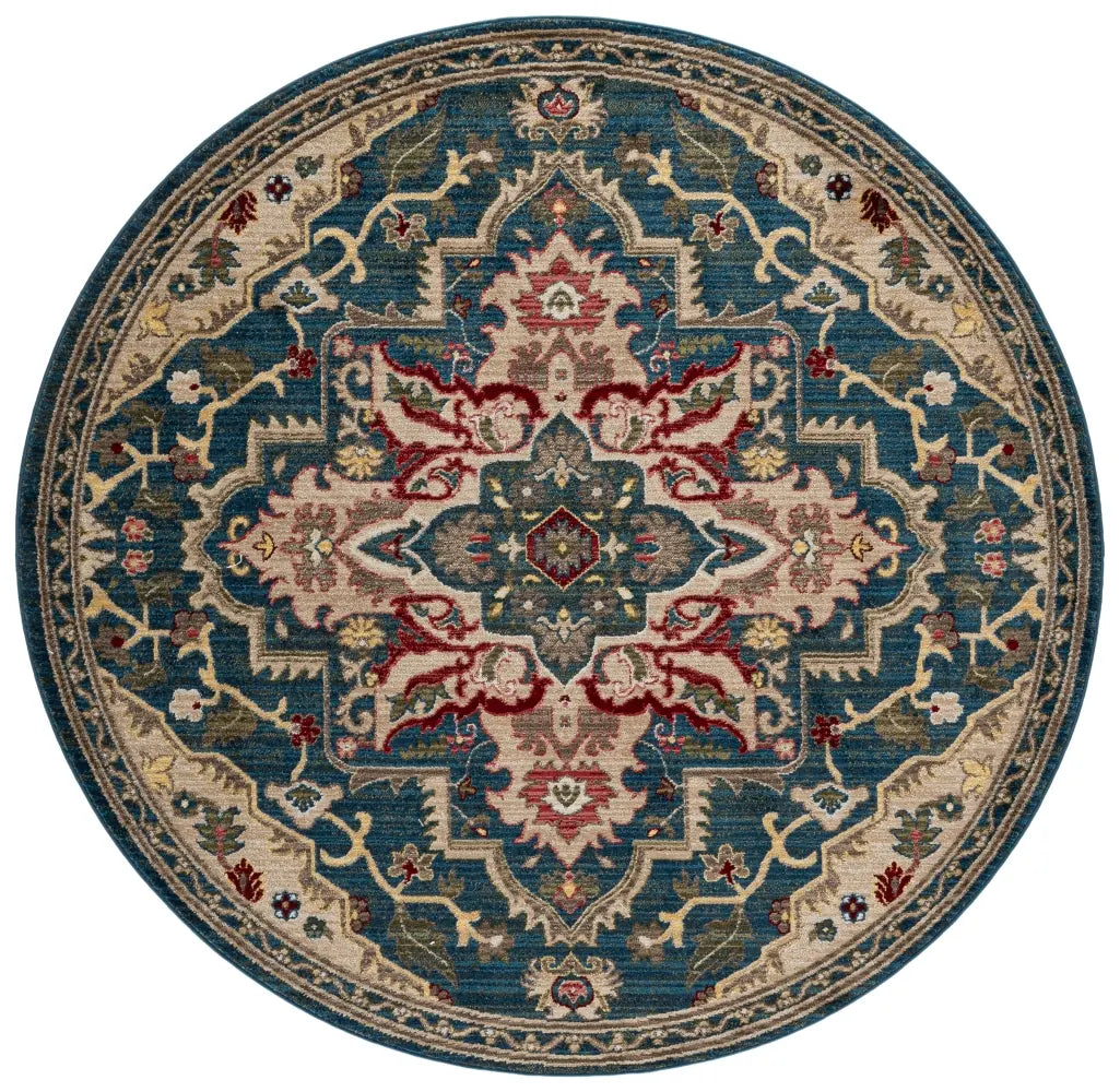 Safavieh Kashan 6'-7" x 6'-7" Rug in Blue / Beige
