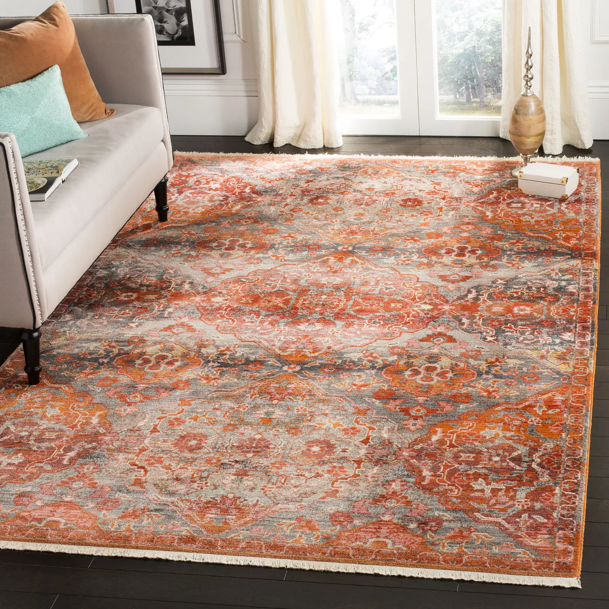 Safavieh Vintage Persian 4'-0" x 6'-0" Rug in Aqua / Orange