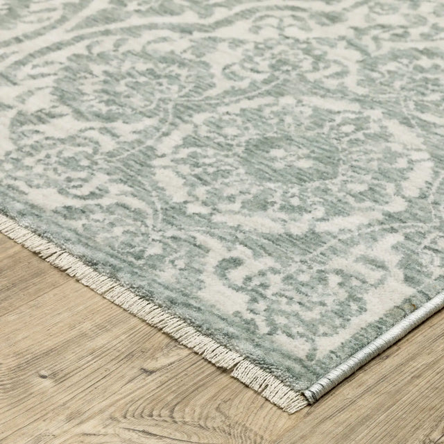 Oriental Weavers Sphinx ECHO ECH02 Green Floral Rugs - corner detail