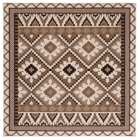 Safavieh Veranda 6'-7" x 6'-7" Rug in Creme / Brown