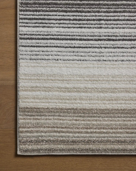 Loloi Lune LUN-03 Granite / Natural Rug - corner on wood