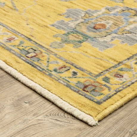 Oriental Weavers Sphinx LUCCA 2863G Yellow Floral Rugs - corner detail