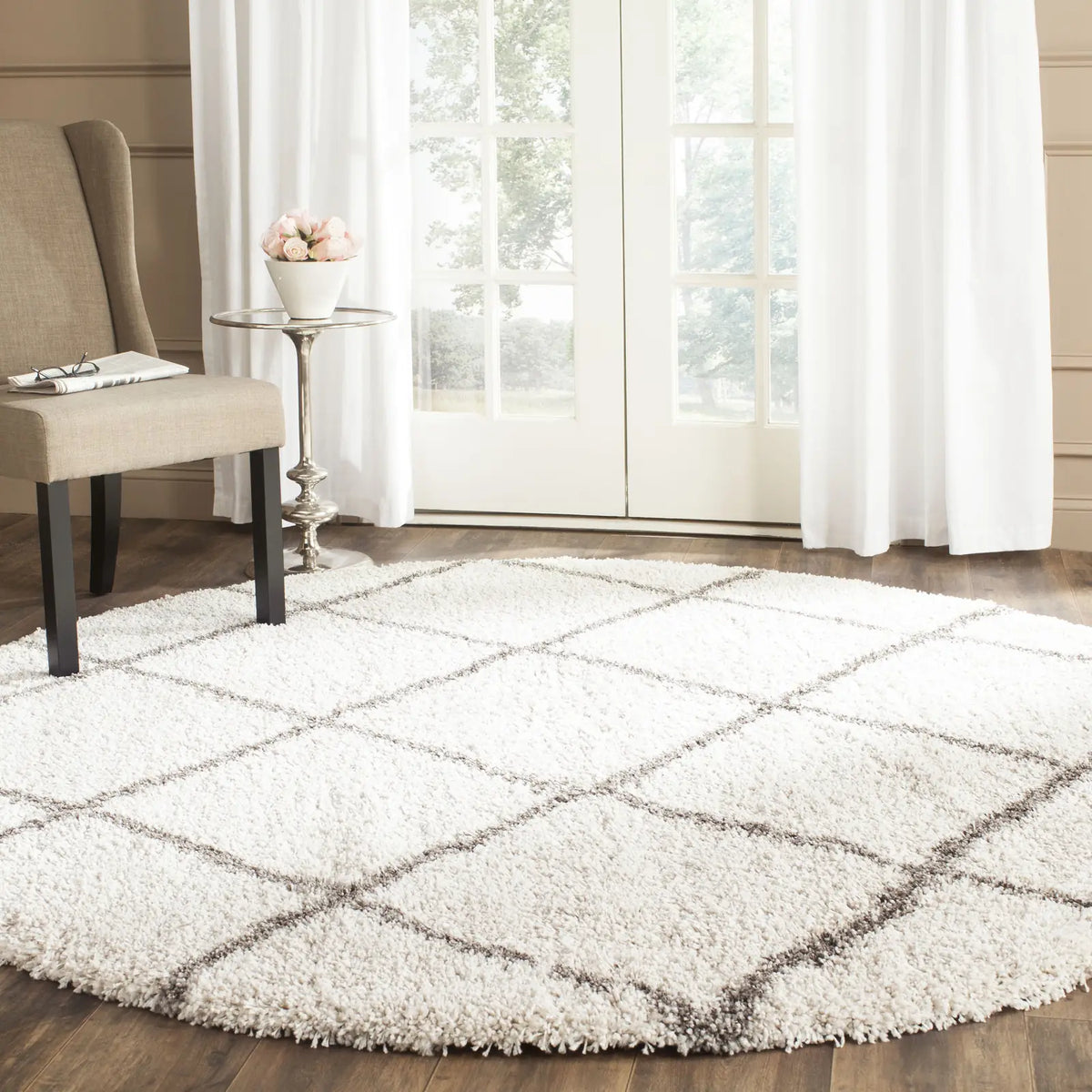 Safavieh Hudson Shag 10'-0" x 10'-0" Rug in Ivory / Grey
