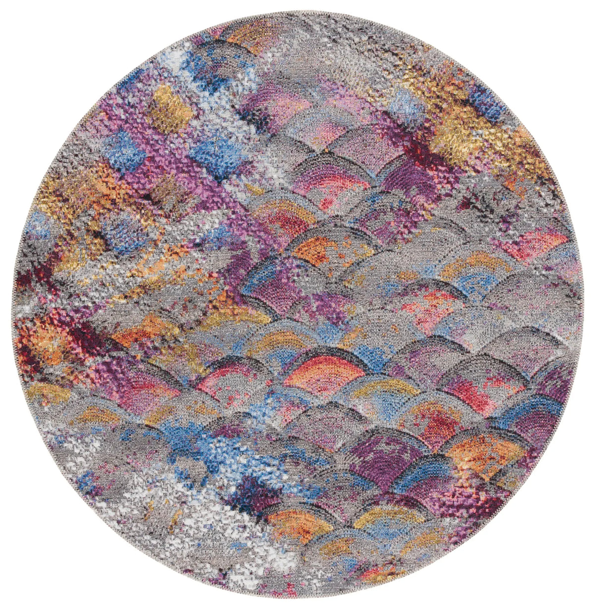 Safavieh Barbados 500 6'-6" x 6'-6" Rug in Grey Purple / Blue Gold