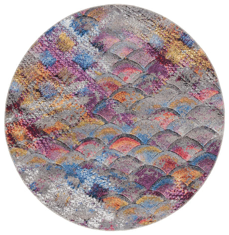Safavieh Barbados 500 6'-6" x 6'-6" Rug in Grey Purple / Blue Gold