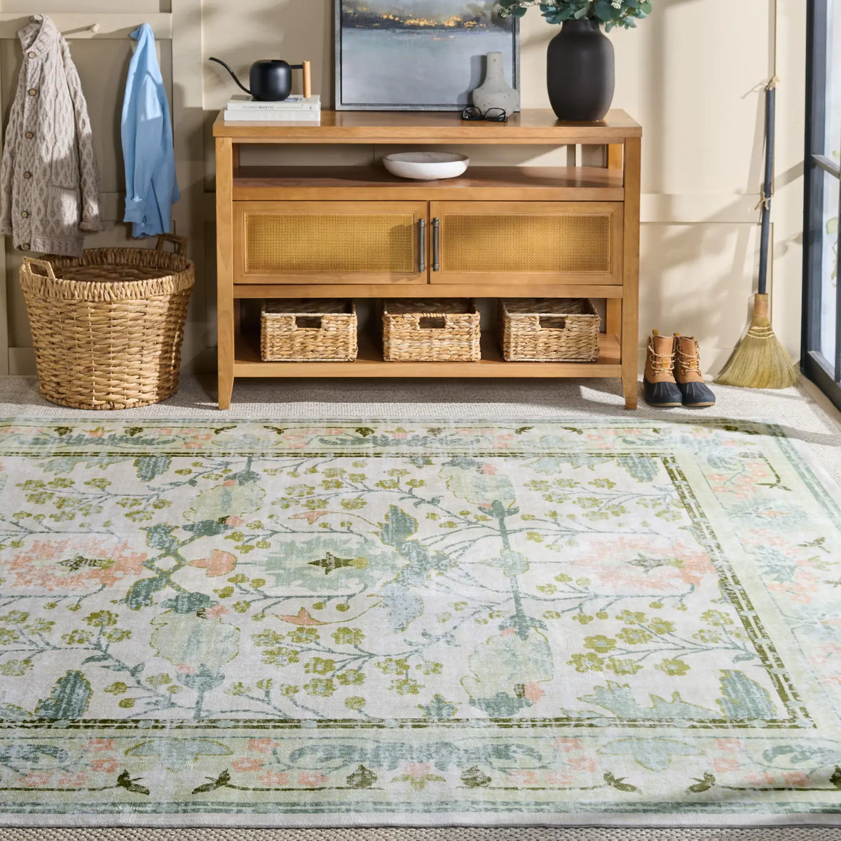 Safavieh Martha Stewart Washable 8'-0" x 10'-0" Rug in Beige / Green