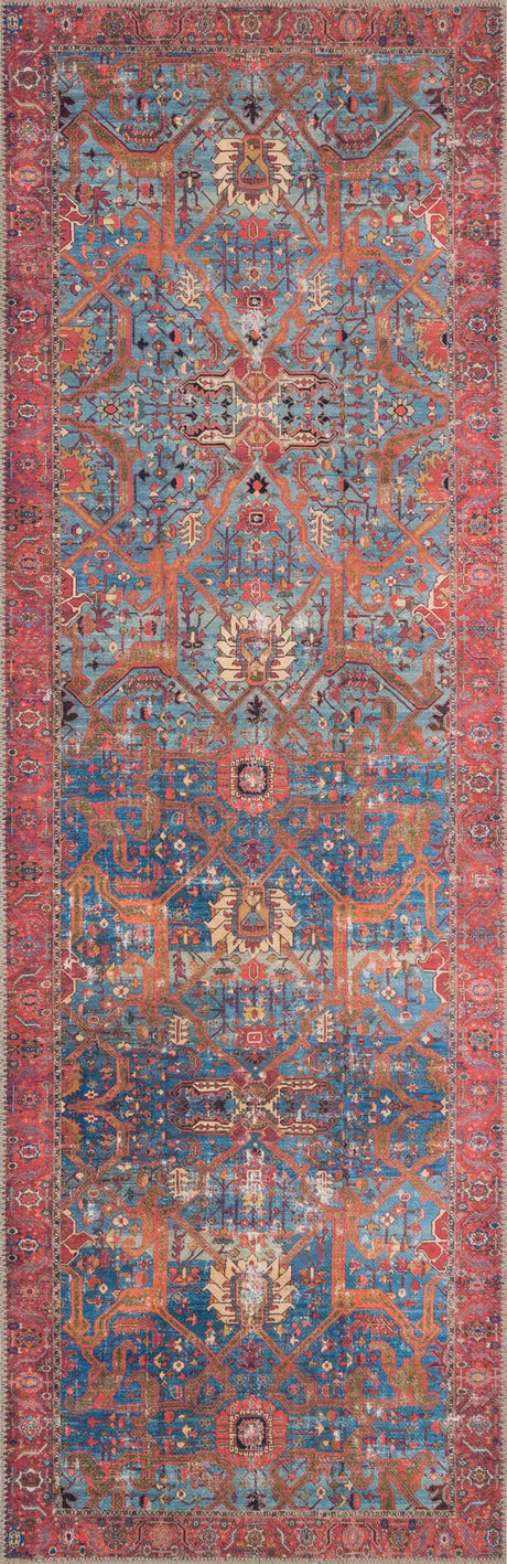 Loloi Loren Lq-10 Blue / Red Rugs - runner flat