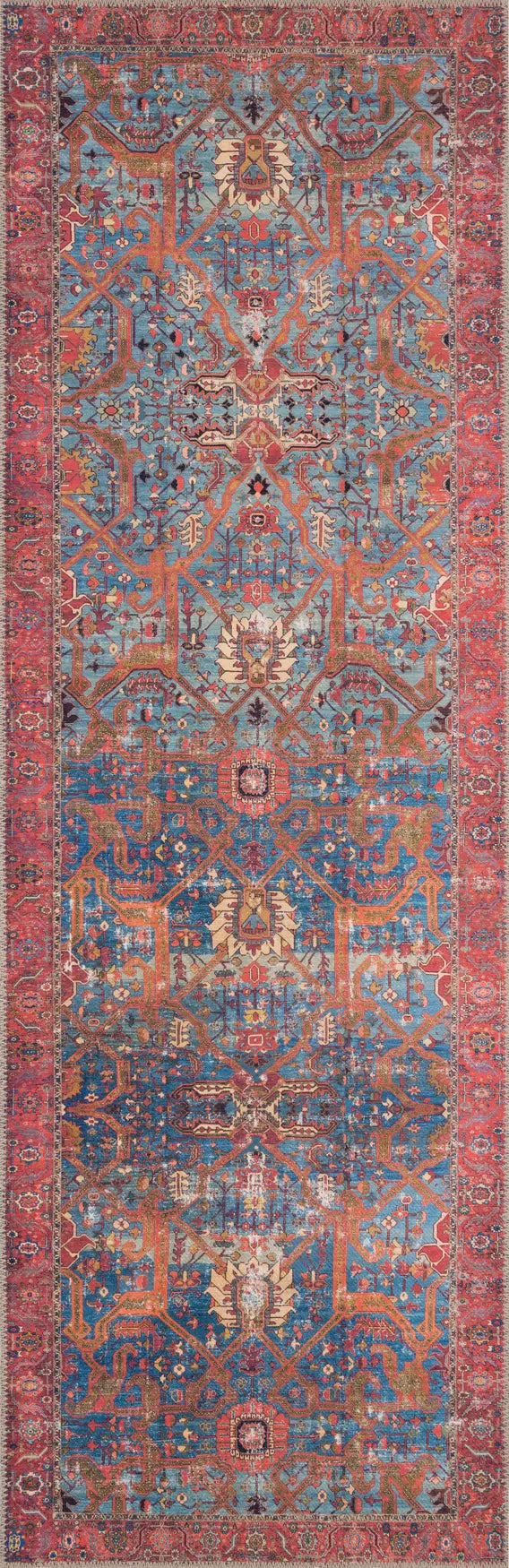 Loloi Loren Lq-10 Blue / Red Rugs - runner flat