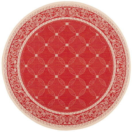 Safavieh Courtyard 6'-7" x 6'-7" Rug in Red / Natural