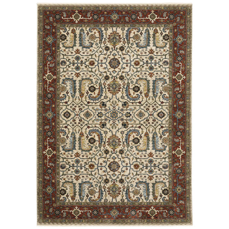 Oriental Weavers Sphinx Aberdeen 144D1 Ivory/ Red Rugs - main flat