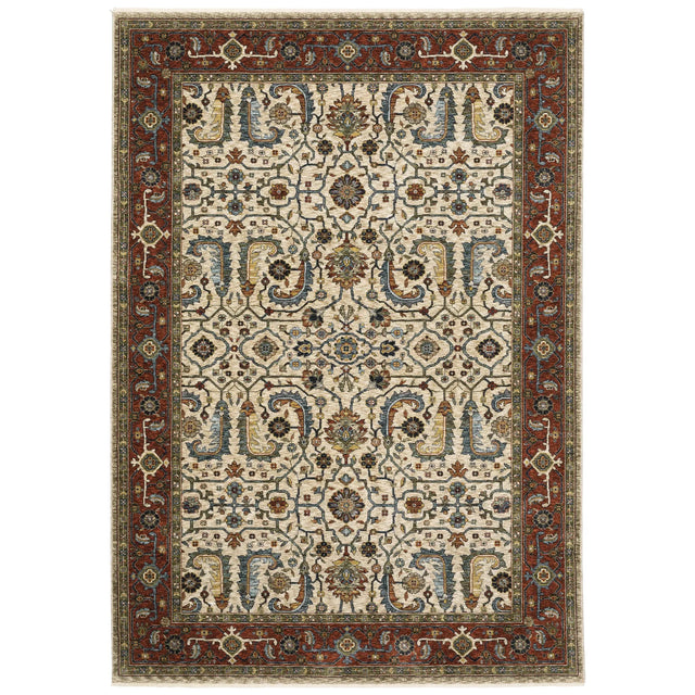 Oriental Weavers Sphinx Aberdeen 144D1 Ivory/ Red Rugs - main flat