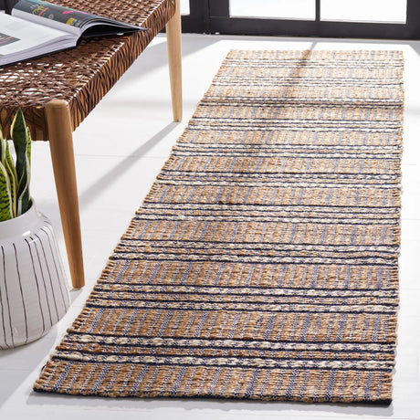 Safavieh Natural Fiber 2'-3" x 8'-0" Rug in Navy / Natural
