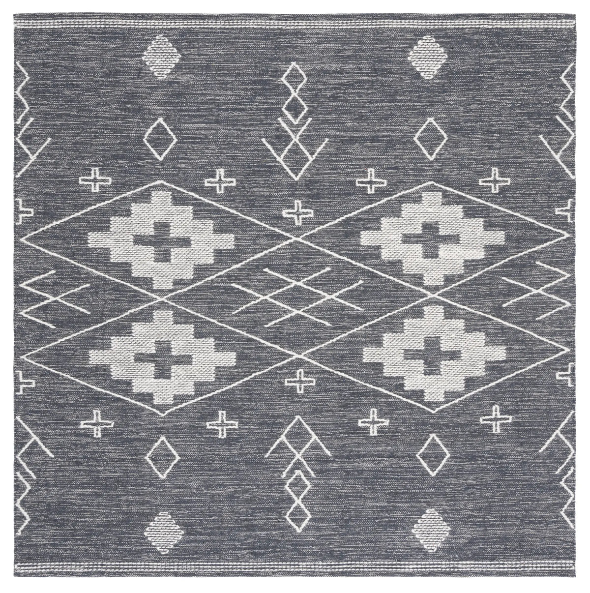 Safavieh Kilim 6'-0" x 6'-0" Rug in Charcoal / Ivory