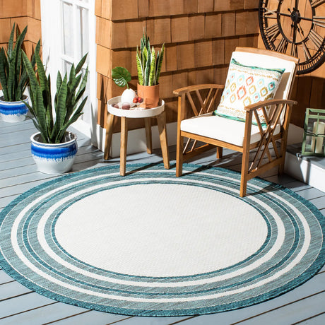 Safavieh Courtyard 10'-0" x 10'-0" Rug in Ivory / Teal