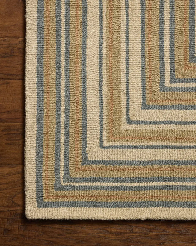 Chris Loves Julia x Loloi Alfie ALF-05 Natural / Multi Rug - corner on wood