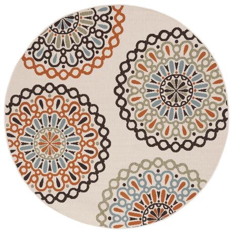 Safavieh Veranda 5'-3" x 5'-3" Rug in Cream / Terracotta