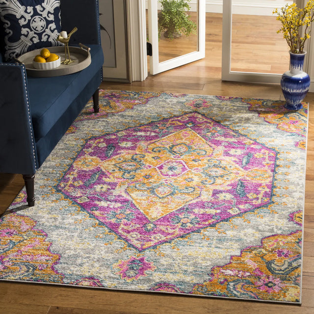 Safavieh Madison 4'-0" x 6'-0" Rug in Light Grey / Fuchsia