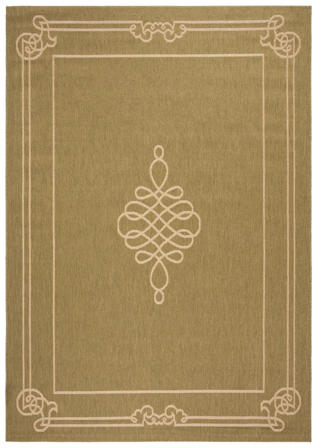 Safavieh Courtyard 4'-0" x 5'-7" Rug in Green / Creme