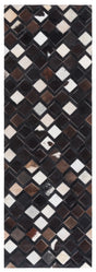 Safavieh Studio Leather 2'-3" x 7'-0" Rug in Black / Ivory