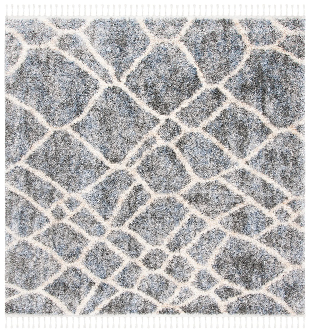 Safavieh Berber Fringe Shag 6'-7" x 6'-7" Rug in Grey / Cream