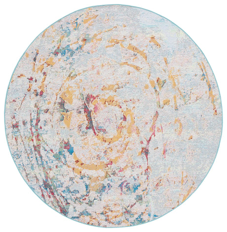 Safavieh Barbados 500 6'-6" x 6'-6" Rug in Light Blue / Yellow Rust