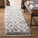 Safavieh Moroccan Fringe Shag 2'-2" x 8'-0" Rug in Ivory / Grey