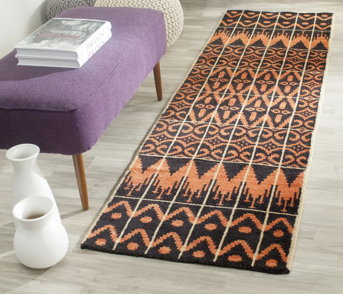 Safavieh Kenya 2'-3" x 8'-0" Rug in Orange / Black