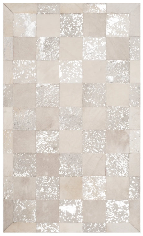Safavieh Studio Leather 3'-0" x 5'-0" Rug in Ivory / Silver