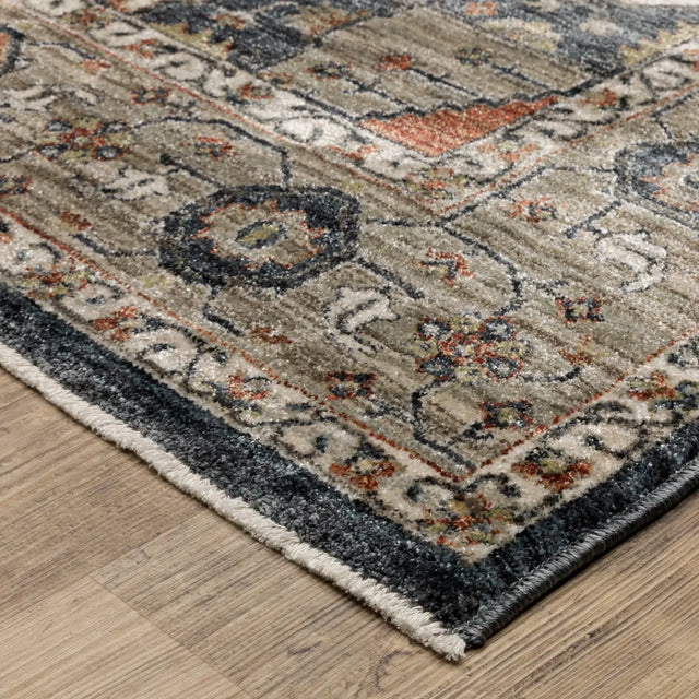 Oriental Weavers Sphinx ELIANA ELI07 Brown Medallion Rugs - corner detail
