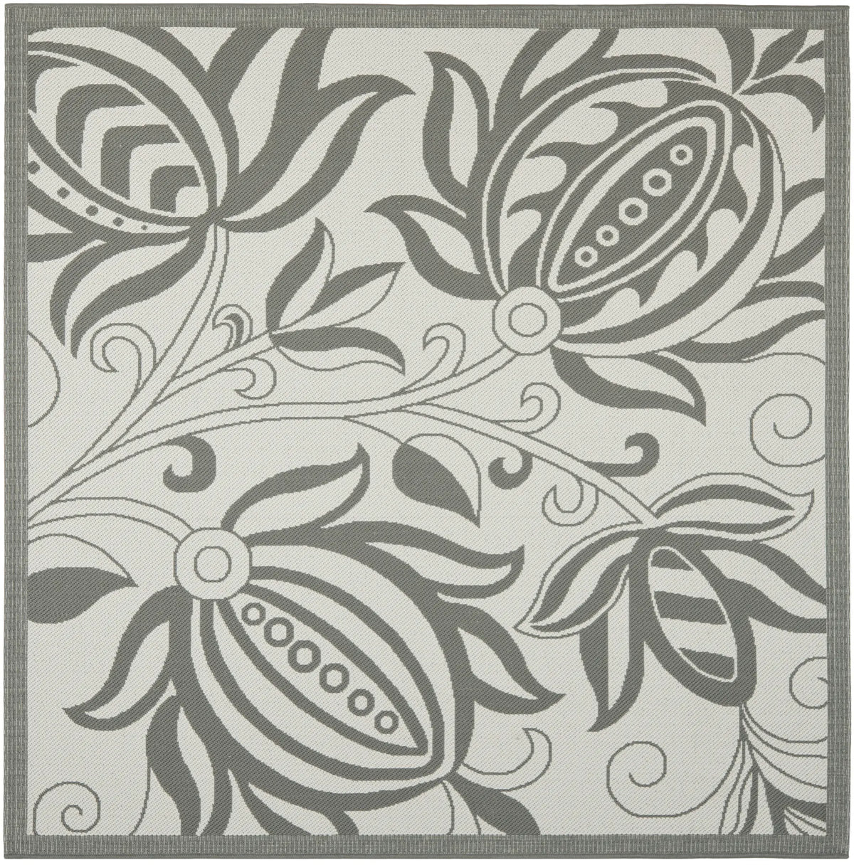 Safavieh Courtyard 6'-7" x 6'-7" Rug in Light Grey / Anthracite