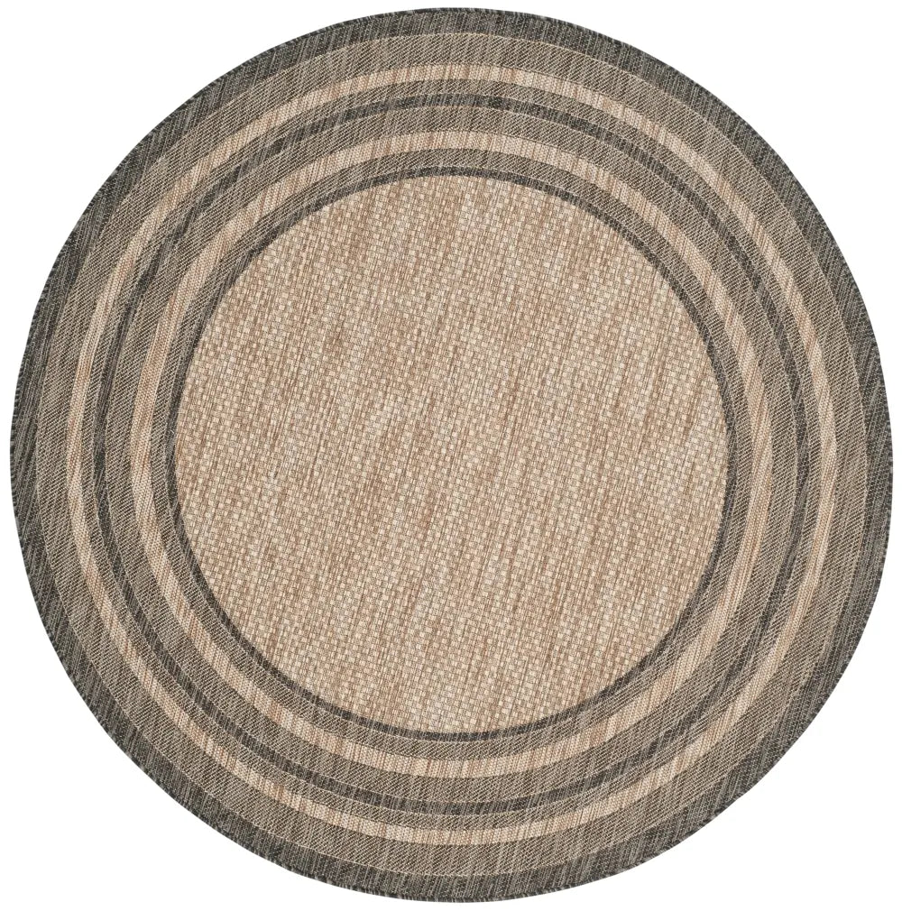Safavieh Courtyard 6'-7" x 6'-7" Rug in Natural / Black