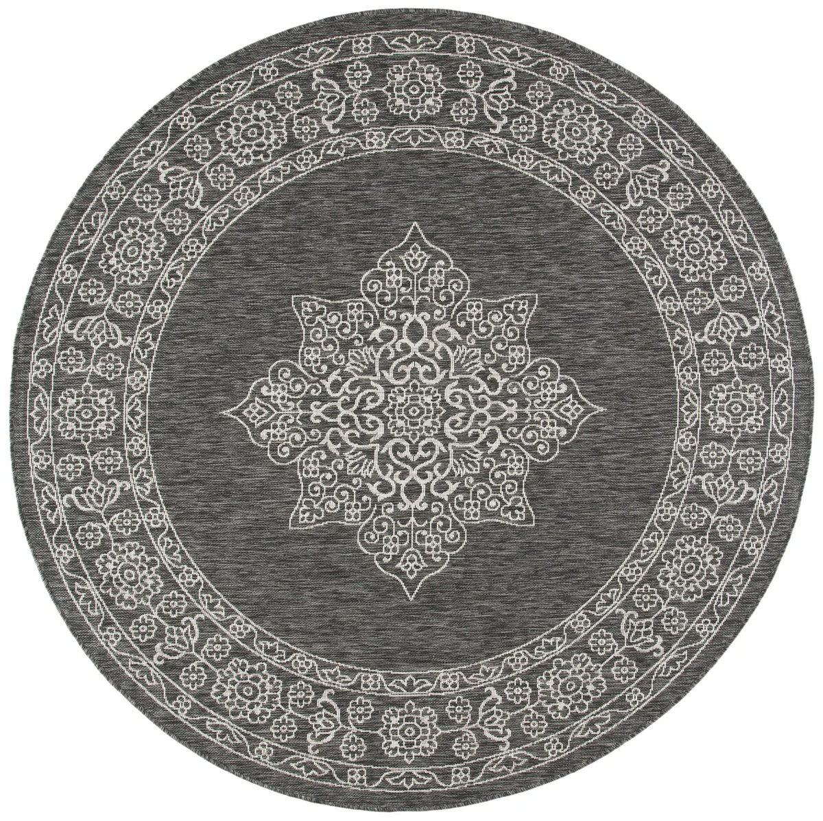 Safavieh Courtyard 6'-7" x 6'-7" Rug in Black / Ivory