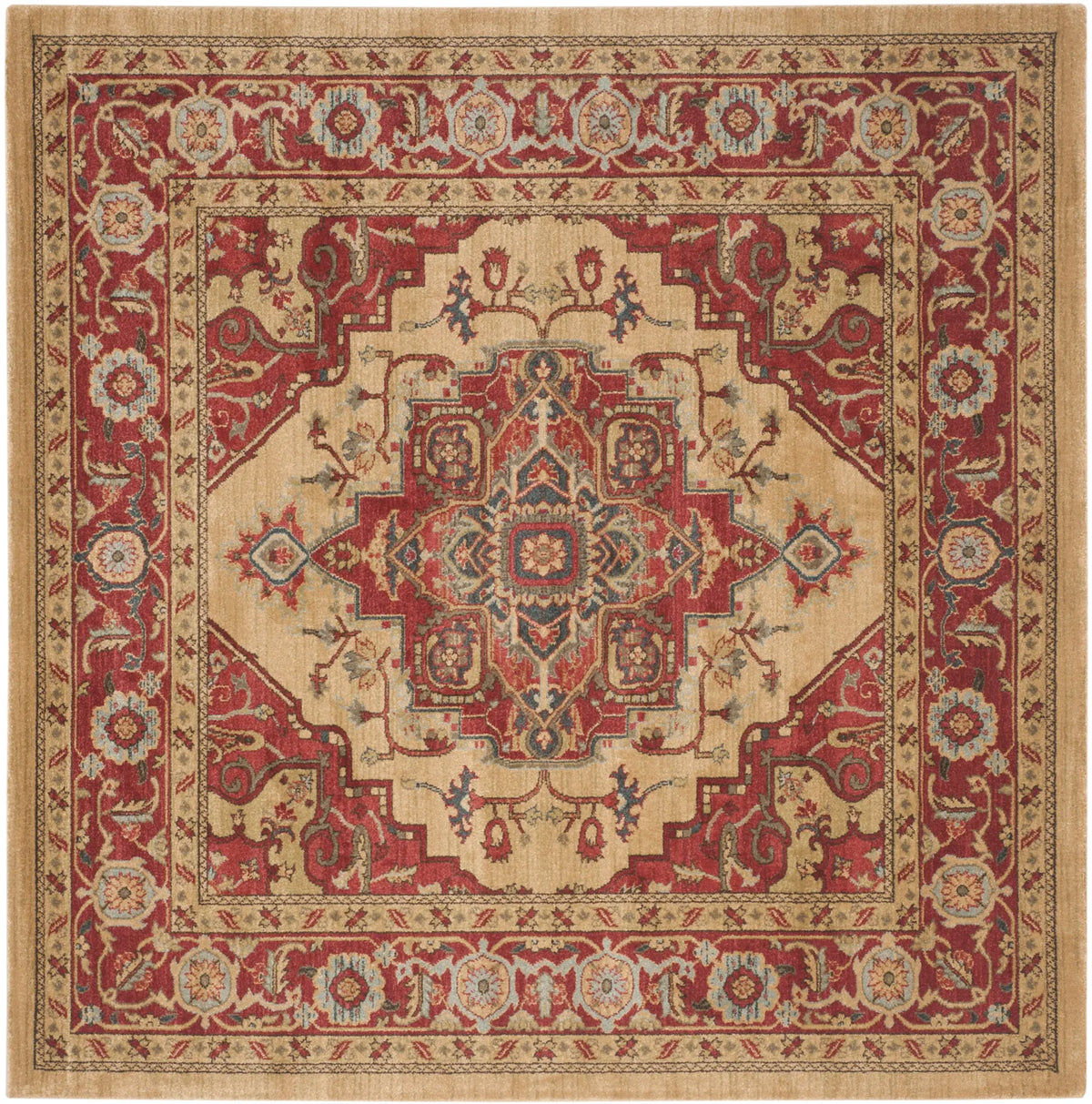 Safavieh Mahal 6'-7" x 6'-7" Rug in Red / Natural