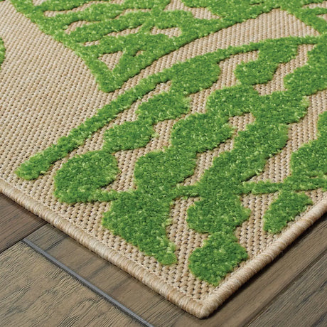 Oriental Weavers Sphinx Cayman 566F9 Sand / Green Rugs - corner detail