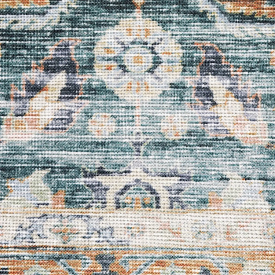 Oriental Weavers Machine Washable Charleston Cha06 Blue/ Rust Rug - room scene 2