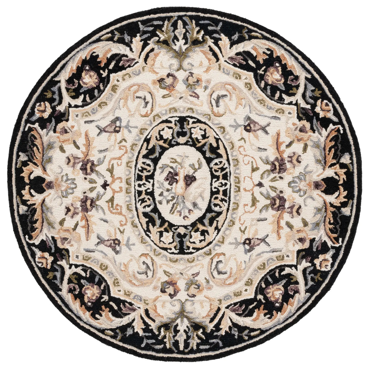Safavieh Savonnerie 6'-0" x 6'-0" Rug in Ivory / Black