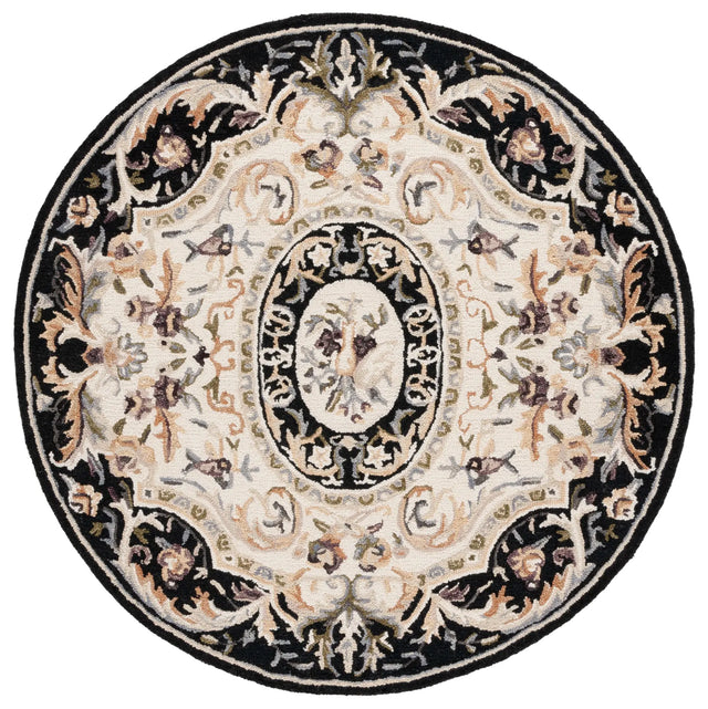 Safavieh Savonnerie 6'-0" x 6'-0" Rug in Ivory / Black