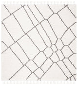Safavieh Moroccan Fringe Shag 6'-7" x 6'-7" Rug in Ivory / Grey