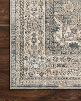 Loloi Teagan Tea-04 Sky/Natural Rugs - corner on wood