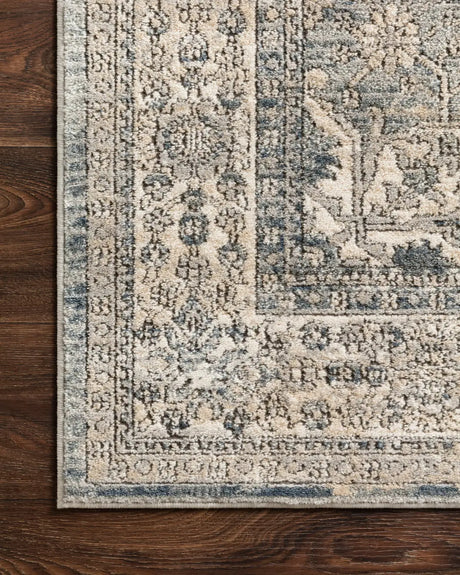 Loloi Teagan Tea-04 Sky/Natural Rugs - corner on wood