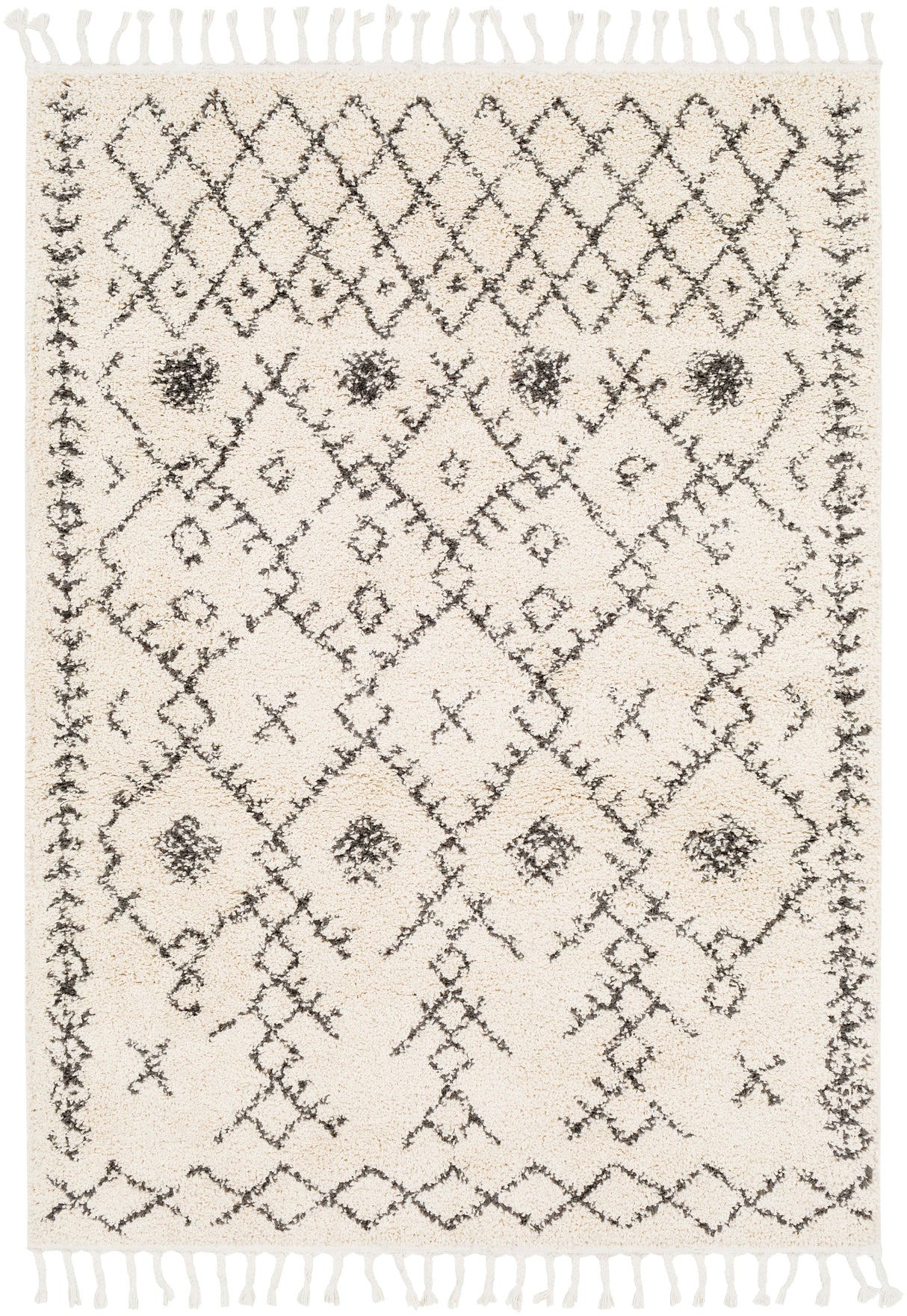 Surya Berber Shag Bbe-2302 Charcoal, Beige Rugs.