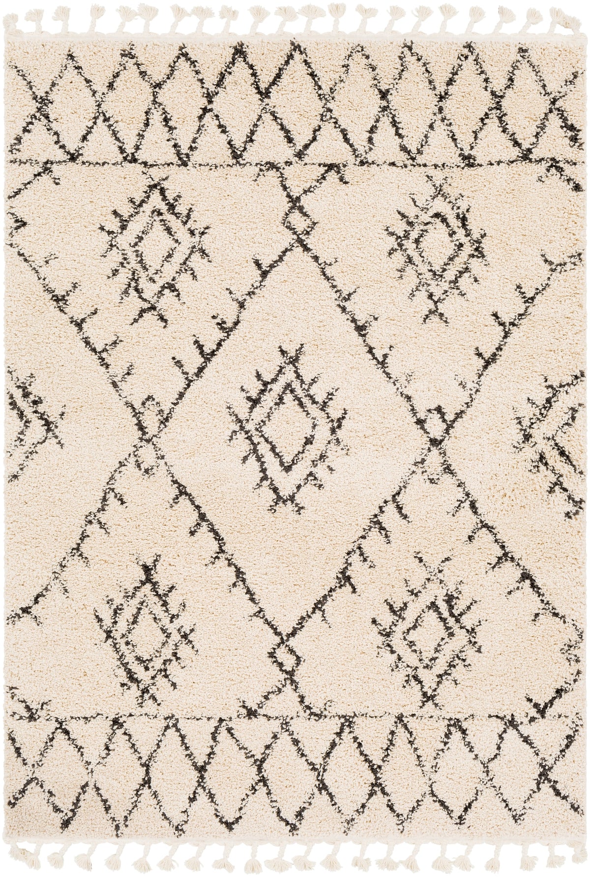 Surya Berber Shag Bbe-2305 Charcoal, Beige Rugs.