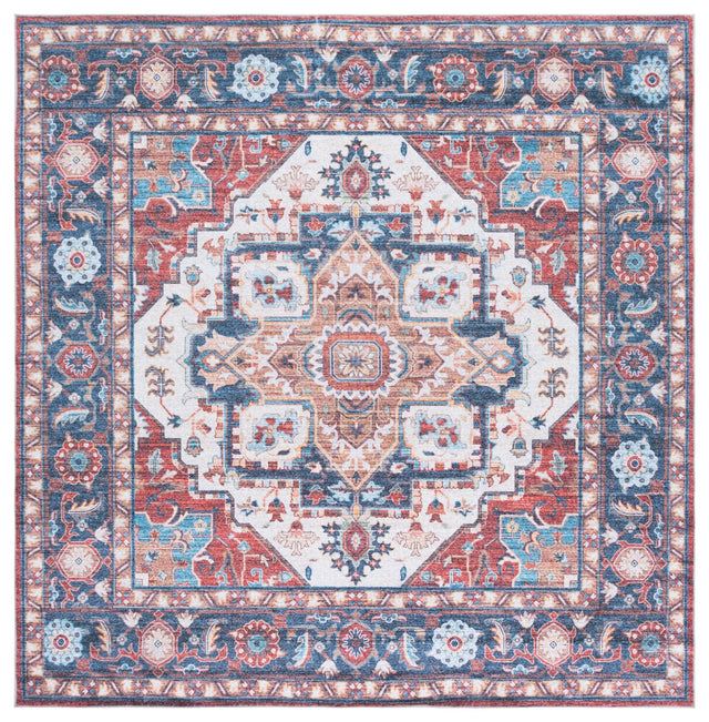 Safavieh Martha Stewart Washable 6'-0" x 6'-0" Rug in Rust / Blue