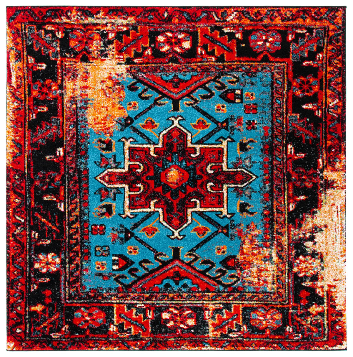 Safavieh Vintage Hamadan 6'-7" x 6'-7" Rug in Red / Light Blue