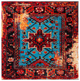 Safavieh Vintage Hamadan 6'-7" x 6'-7" Rug in Red / Light Blue