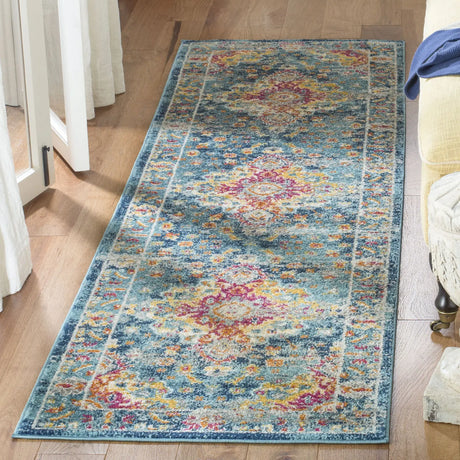 Safavieh Madison 2'-3" x 10'-0" Rug in Teal / Fuchsia