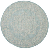 Safavieh Courtyard 6'-7" x 6'-7" Rug in Aqua / Grey